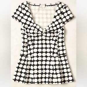 Imported Anthropologie Postage Stamp blouse top M polka dots